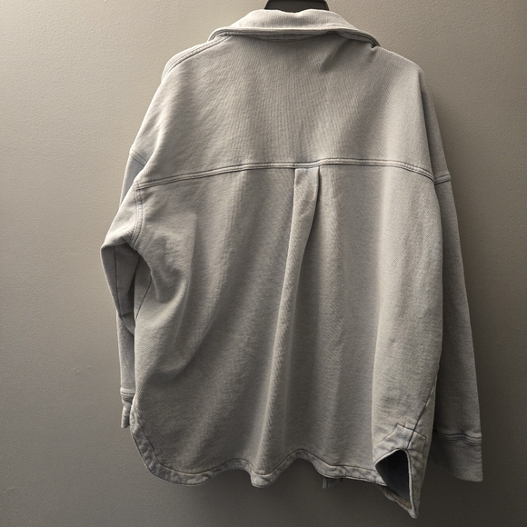 Womens 100% Cotton Soft Light Blue Button Shacket Oversized L-XXL - Picture 2 of 8